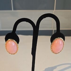 Trifari Vintage Elegant Pink and Gold Earrings